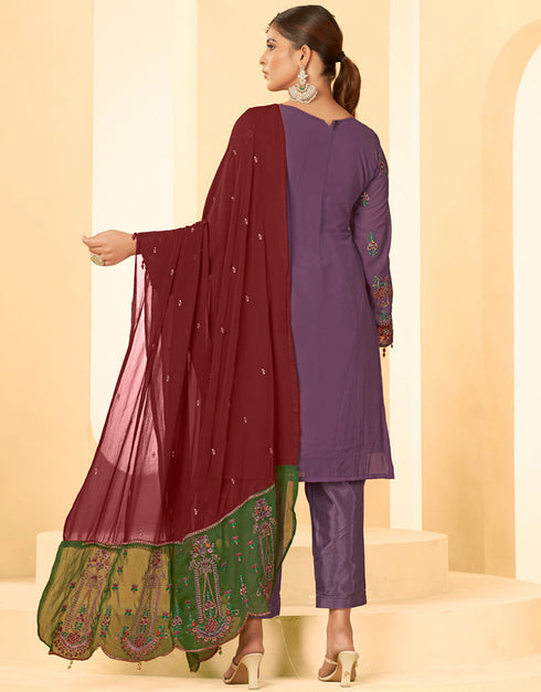 modern purple georgette trendy fashioner pakistani salwar suit collection with purple santoon rt9035-185379 Front View